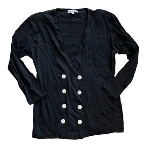 David Hollis Black Military Button Up Tee L